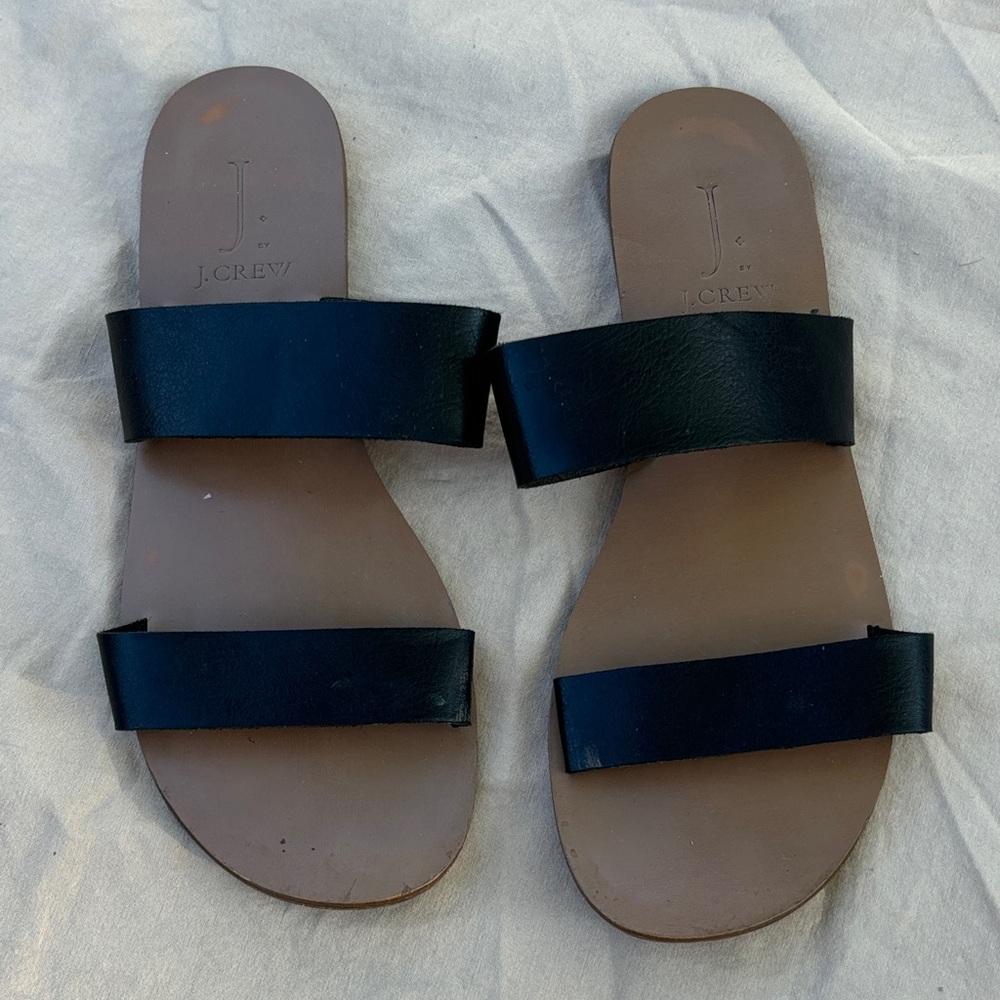 J. Crew Black Leather Sandals
